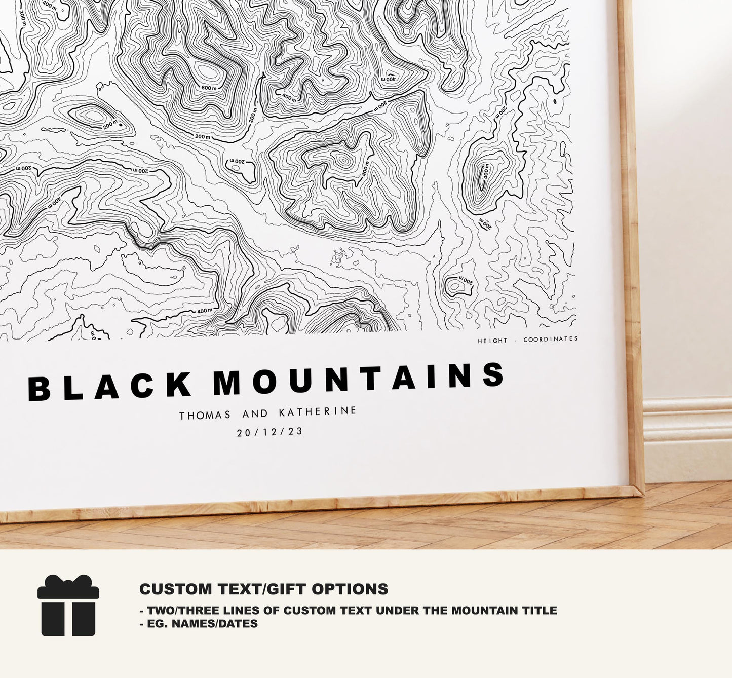 Black Mountains Map Print - Contour Map -  Black Mountains Map - Topographic Map - Monmouthshire - Powys - Wales - Y Mynydd Du