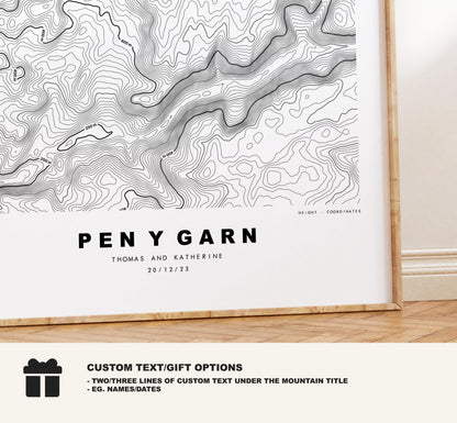Pen y Garn Map Print - Contour Map - Pen y Garn Poster - Wales - Topographic Map - Print - Poster - Wall Art - Cambrian Mountains