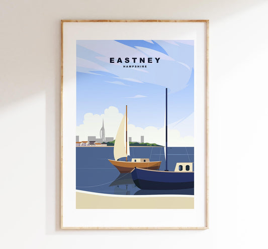 Eastney Beach Travel Poster - Wall Art Print - Southsea and Portsmouth Travel Posters - Minimalist Retro Style - Prints or Framed Prints