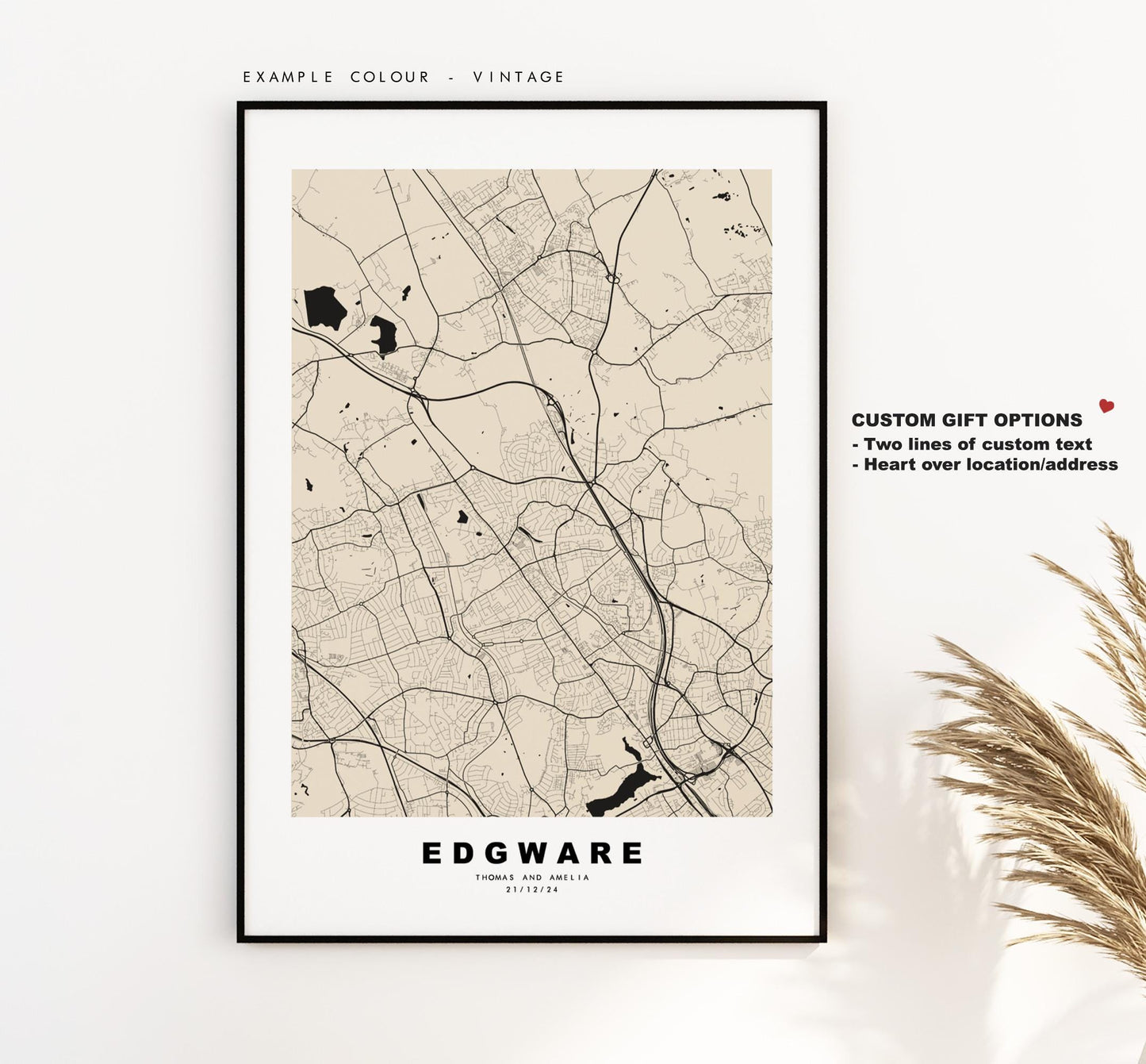 Edgware Map Print - Minimalist City Map Poster - Map Art - UK - Edgware Print - Edgware, London - Different Colours Available