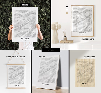 Custom Welsh Mountain Print - Any Location - Contour Print - Wales - Welsh Mountains - Map Poster - Contour Map - Topography - Topography