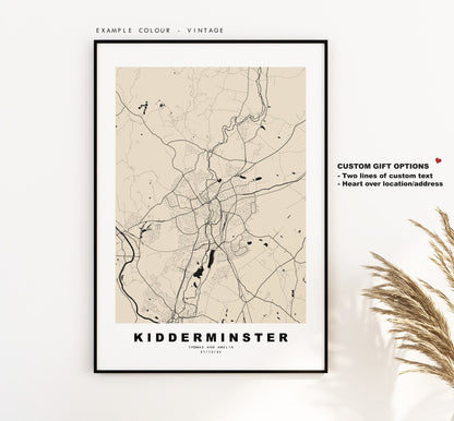 Kidderminster Map Print - Minimalist City Map Poster - Map Art - UK - Kidderminster Print - Kidderminster - Different Colours Available