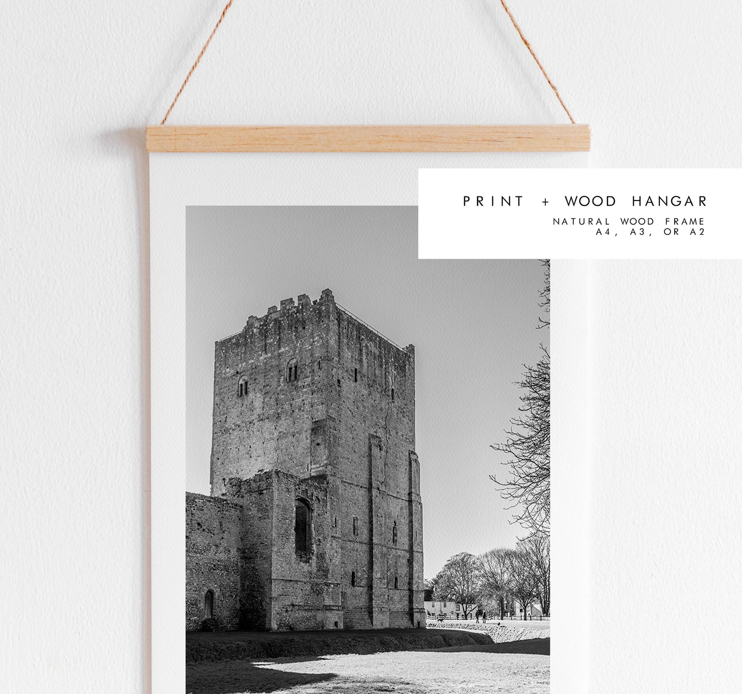 Portchester Castle Photography Print - Hampshire Photography Prints - Wall Art -  Frame and Canvas Options - Black and White - Portrait - UK