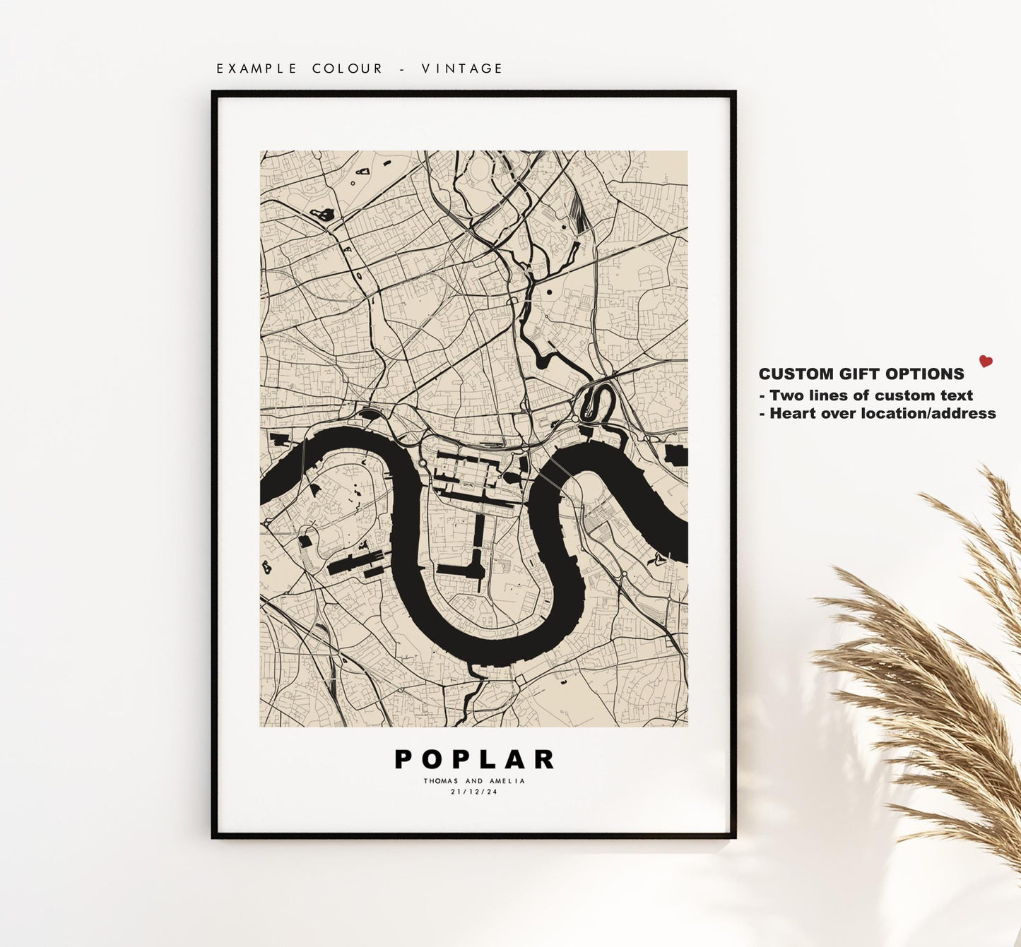 Poplar Map Print - Minimalist City Map Poster - Map Art - UK - Poplar Print - Poplar, London - Different Colours Available