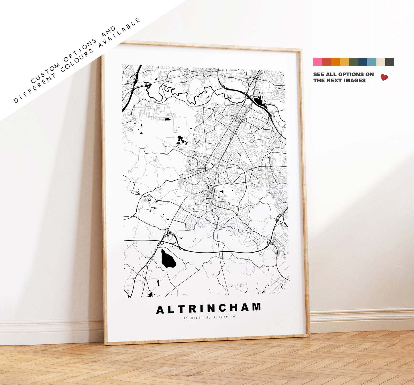 Altrincham Map Print - Minimalist City Map Poster - Map Art - UK - Altrincham Print - Altrincham Poster - Different Colours Available