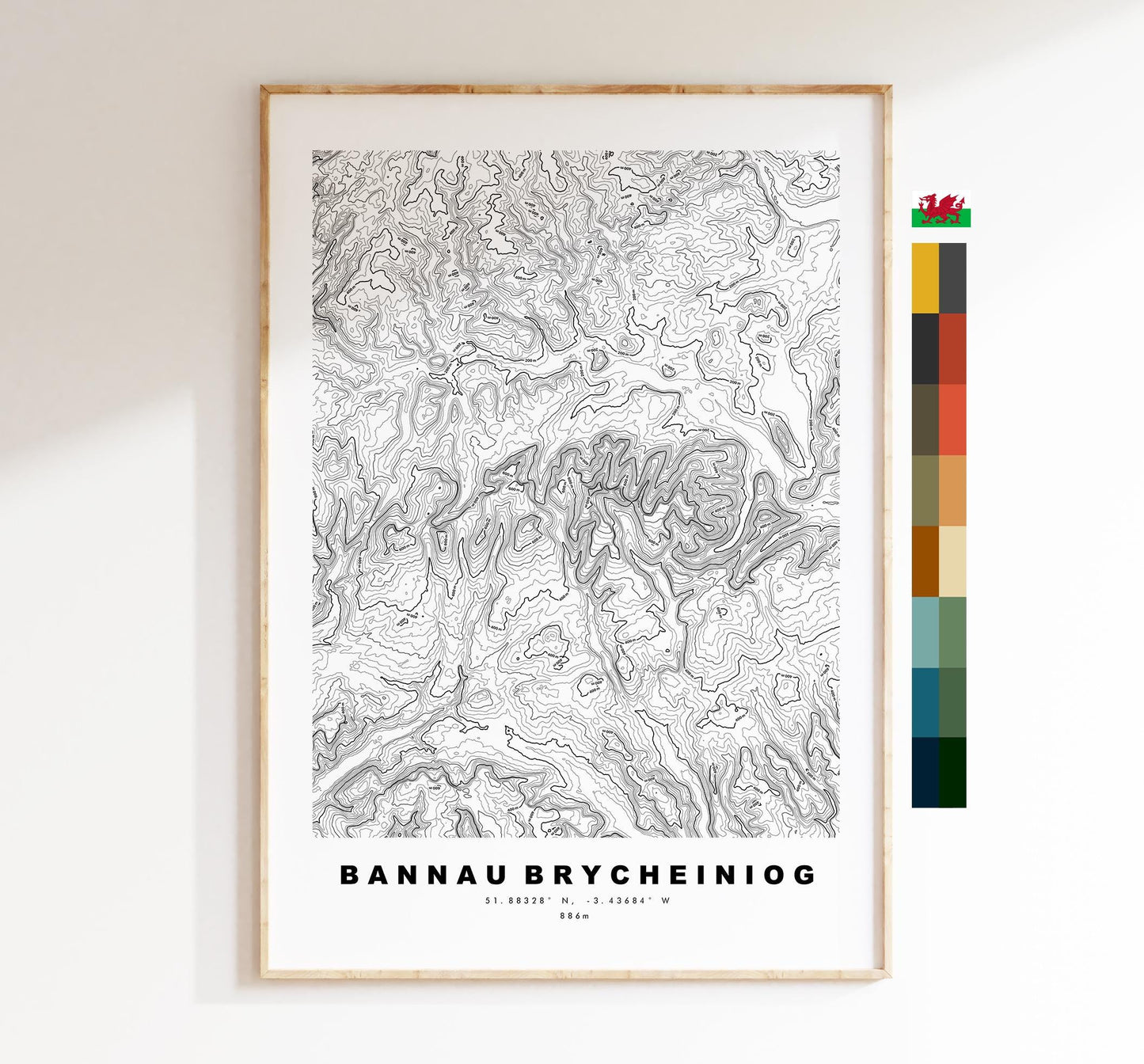 Bannau Brycheiniog Print - Contour Map -  Bannau Brycheiniog Map - Topographic Map - Print - Poster - Wall Art - Brecon Beacons - Wales