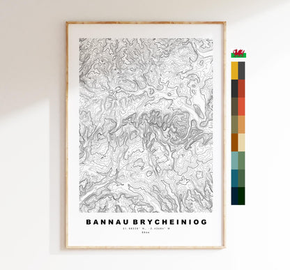 Bannau Brycheiniog Print - Contour Map -  Bannau Brycheiniog Map - Topographic Map - Print - Poster - Wall Art - Brecon Beacons - Wales