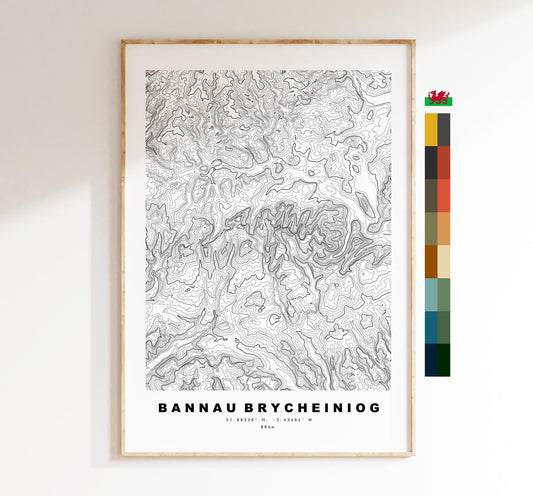 Bannau Brycheiniog Print - Contour Map -  Bannau Brycheiniog Map - Topographic Map - Print - Poster - Wall Art - Brecon Beacons - Wales
