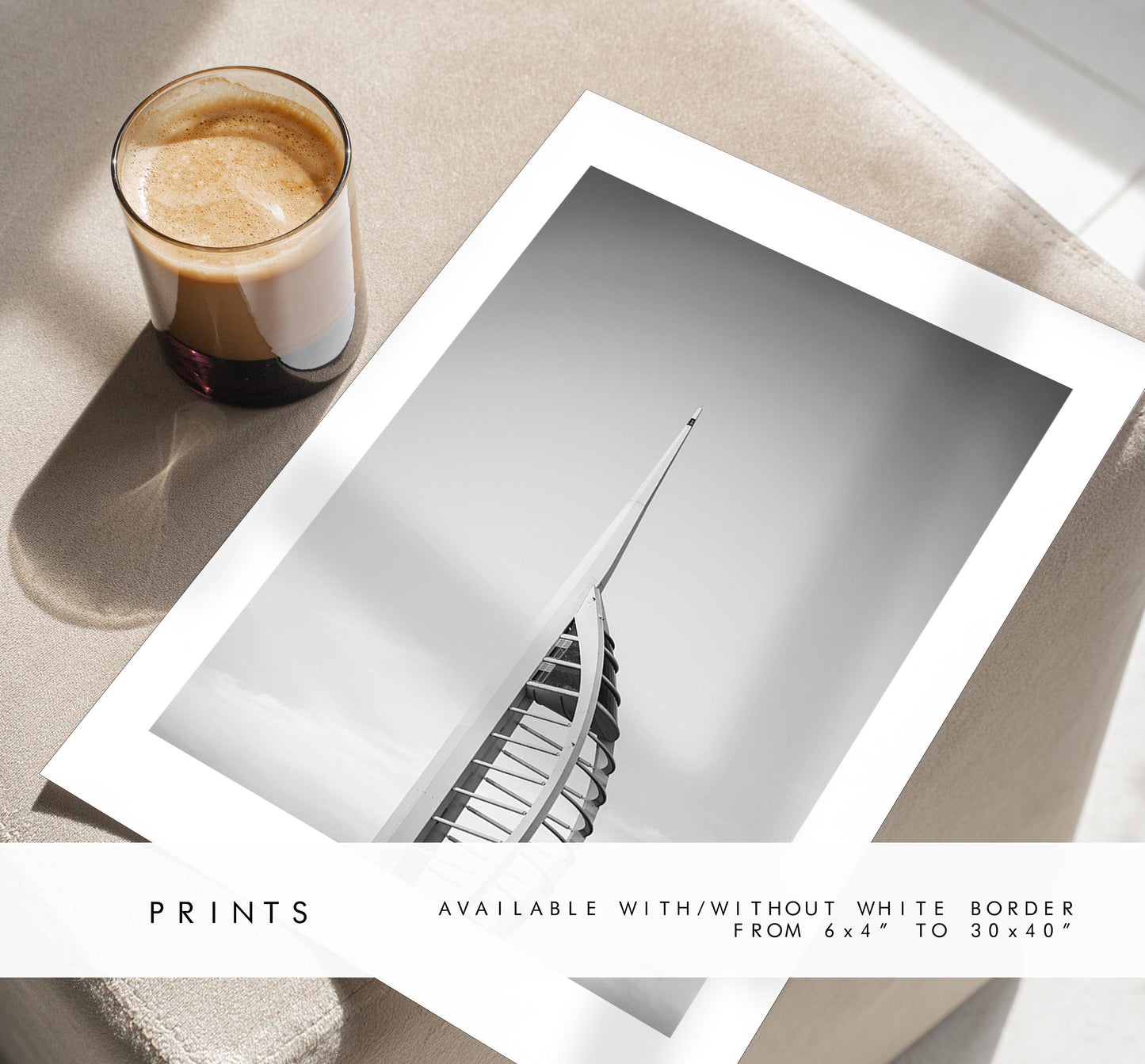 Spinnaker Tower - Photography Print - Portsmouth and Southsea Prints - Wall Art -  Frame and Canvas Options - Portrait - BW