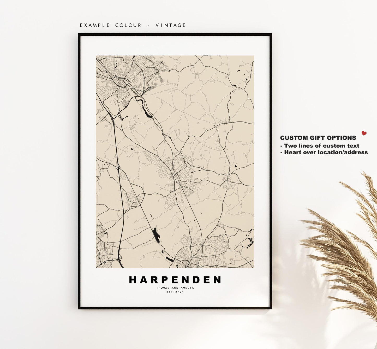 Harpenden Map Print - Minimalist City Map Poster - Map Art - UK - Harpenden Print - Harpenden, Hertfordshire - Different Colours Available