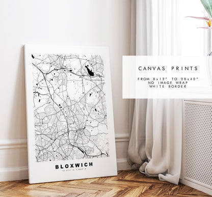 Bloxwich Map Print - Minimalist City Map Poster - Map Art - UK - Bloxwich Print - Bloxwich, West Midlands - Different Colours Available