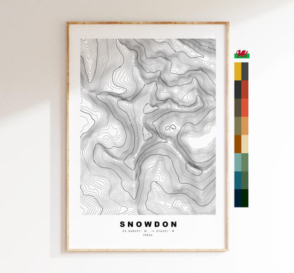 Snowdon Map Print - Snowdon Contour Map - Snowdon Poster - Wales - Topographic Map - Print - Poster - Wall Art - Snowdon Print - Yr Wddfa