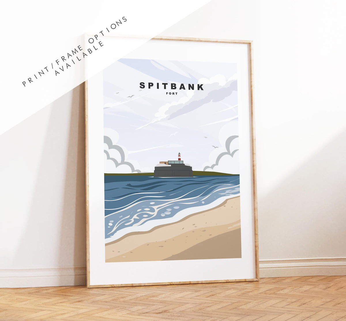 Spitbank Fort Travel Poster - Wall Art Print - Southsea and Portsmouth Travel Posters - Minimalist Retro Style - Prints or Framed Prints