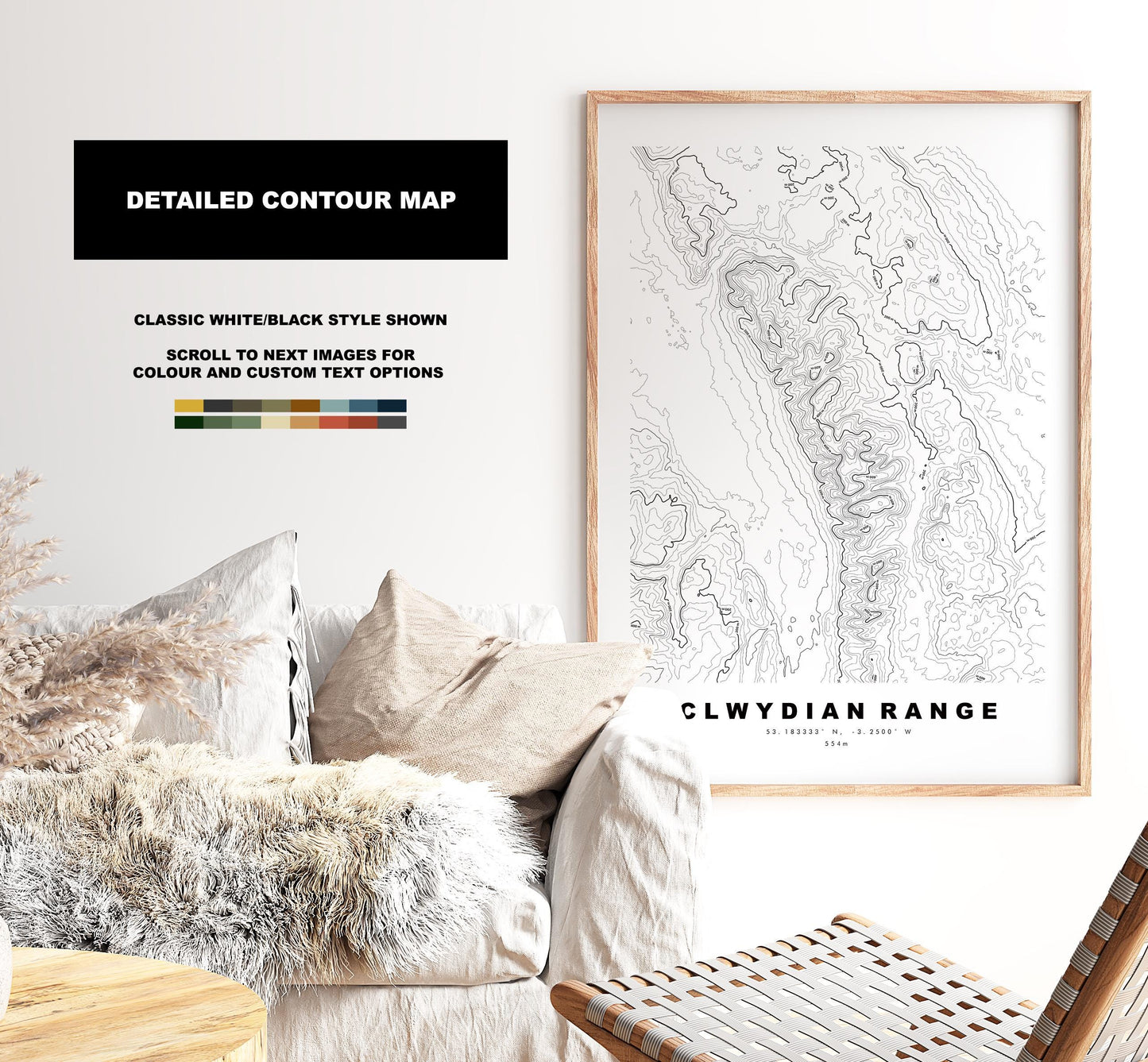Clwydian Range Map Print - Contour Map - Topographic Map - Clwyds - Clwydian Hills - Bryniau Clwyd - Moel Famau - Wales