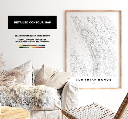 Clwydian Range Map Print - Contour Map - Topographic Map - Clwyds - Clwydian Hills - Bryniau Clwyd - Moel Famau - Wales