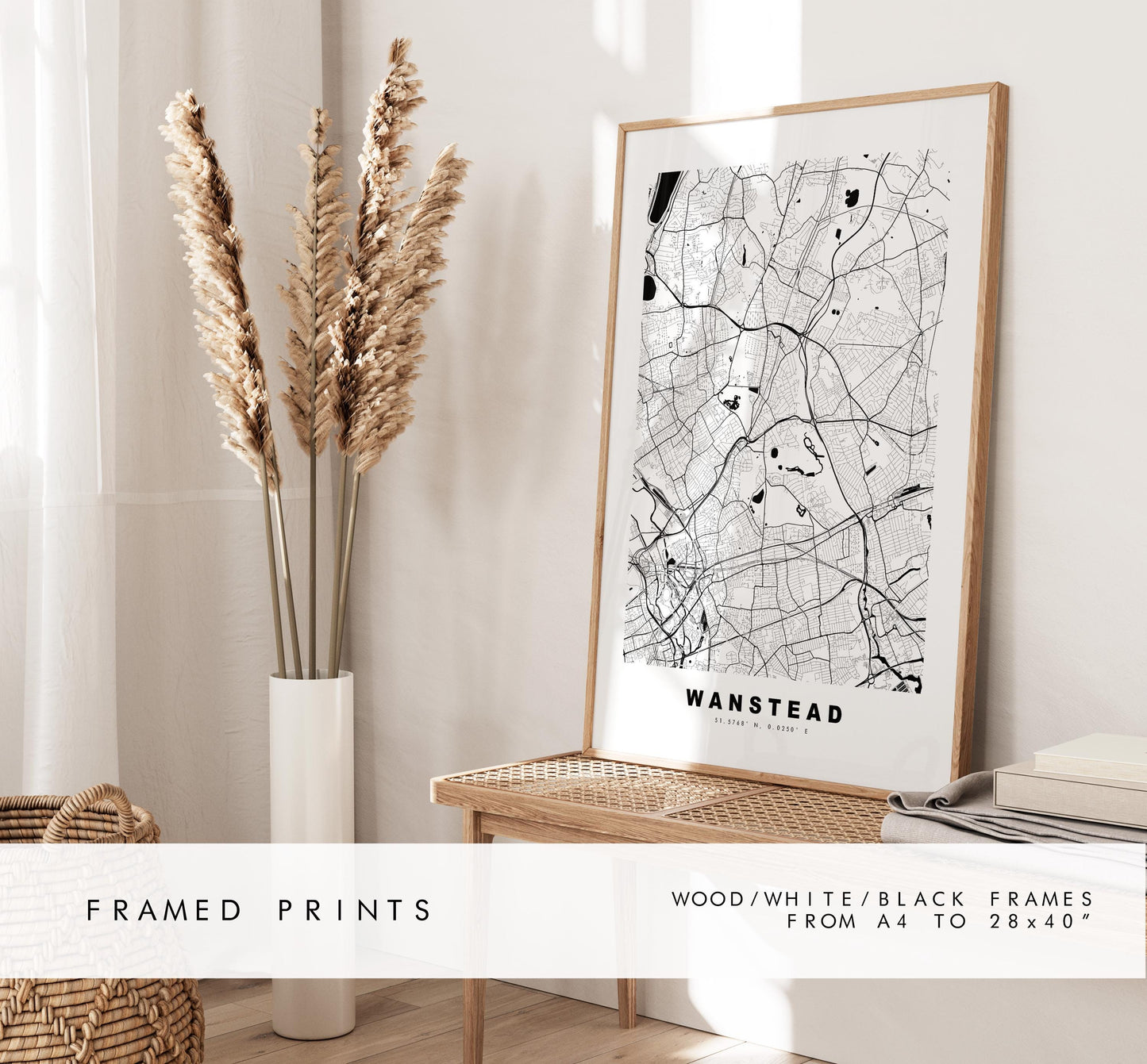 Wanstead Map Print - Minimalist City Map Poster - Map Art - UK - Wanstead Print - Wanstead, London - Different Colours Available