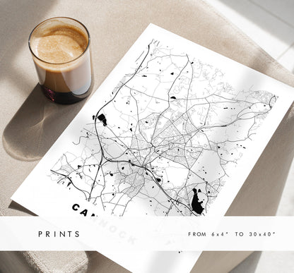 Cannock Map Print - Minimalist City Map Poster - Map Art - UK - Cannock Print - Cannock Poster - Different Colours Available