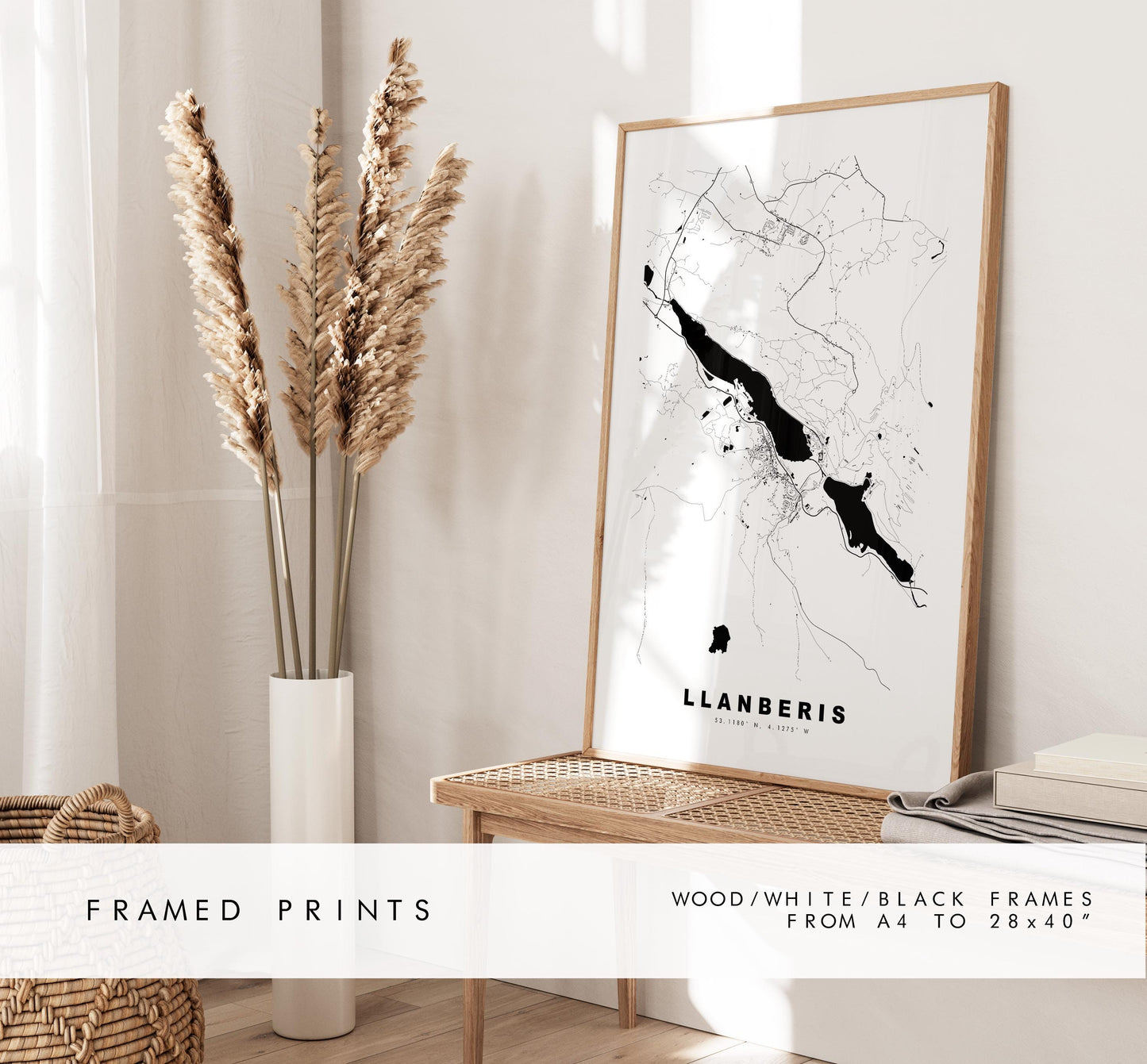 Llanberis Map Print - Minimalist City Map Poster - Map Art - Wales - UK - Llanberis Print - Llanberis Poster - Different Colours Available