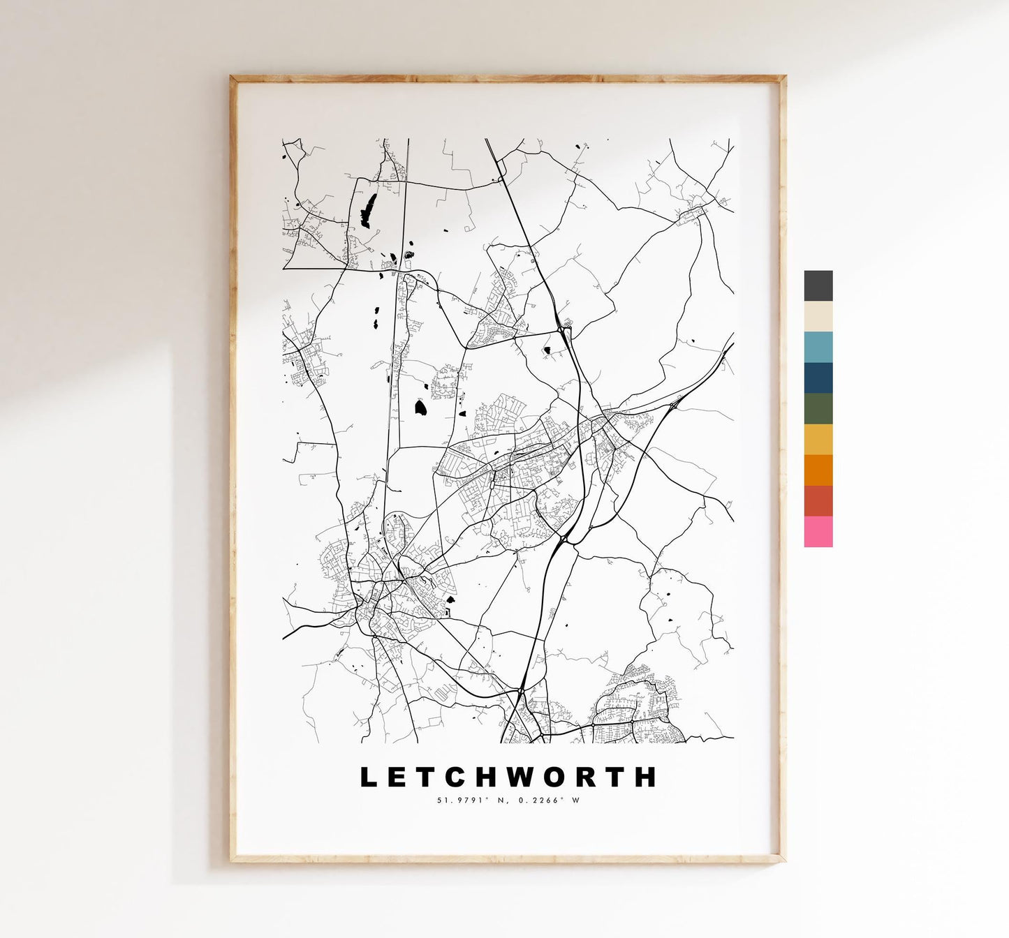 Letchworth Map Print - Minimalist City Map Poster - Map - UK - Letchworth Garden City Print - Hertfordshire - Different Colours Available