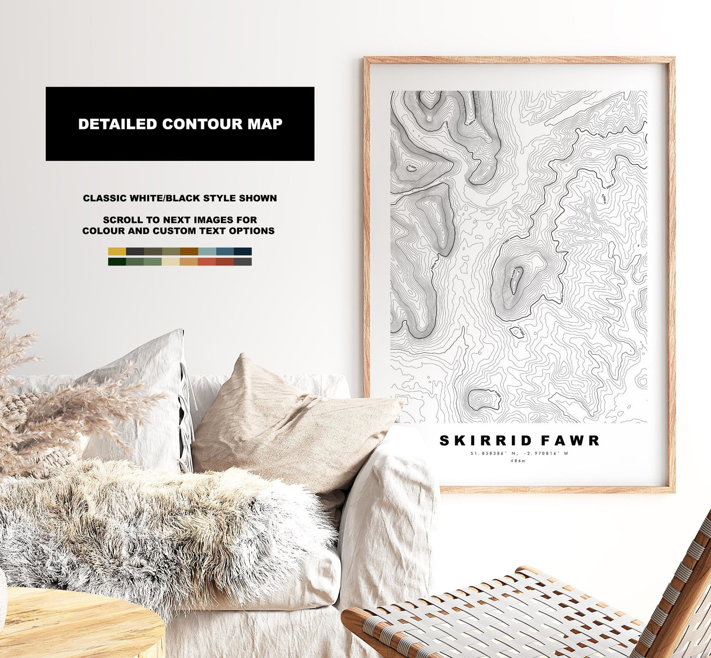 Skirrid Fawr Print - Contour Map - Monmouthshire - Wales - Topographic Map - Print - Poster - Wall Art - Skirrid Poster - Ysgyryd Fawr
