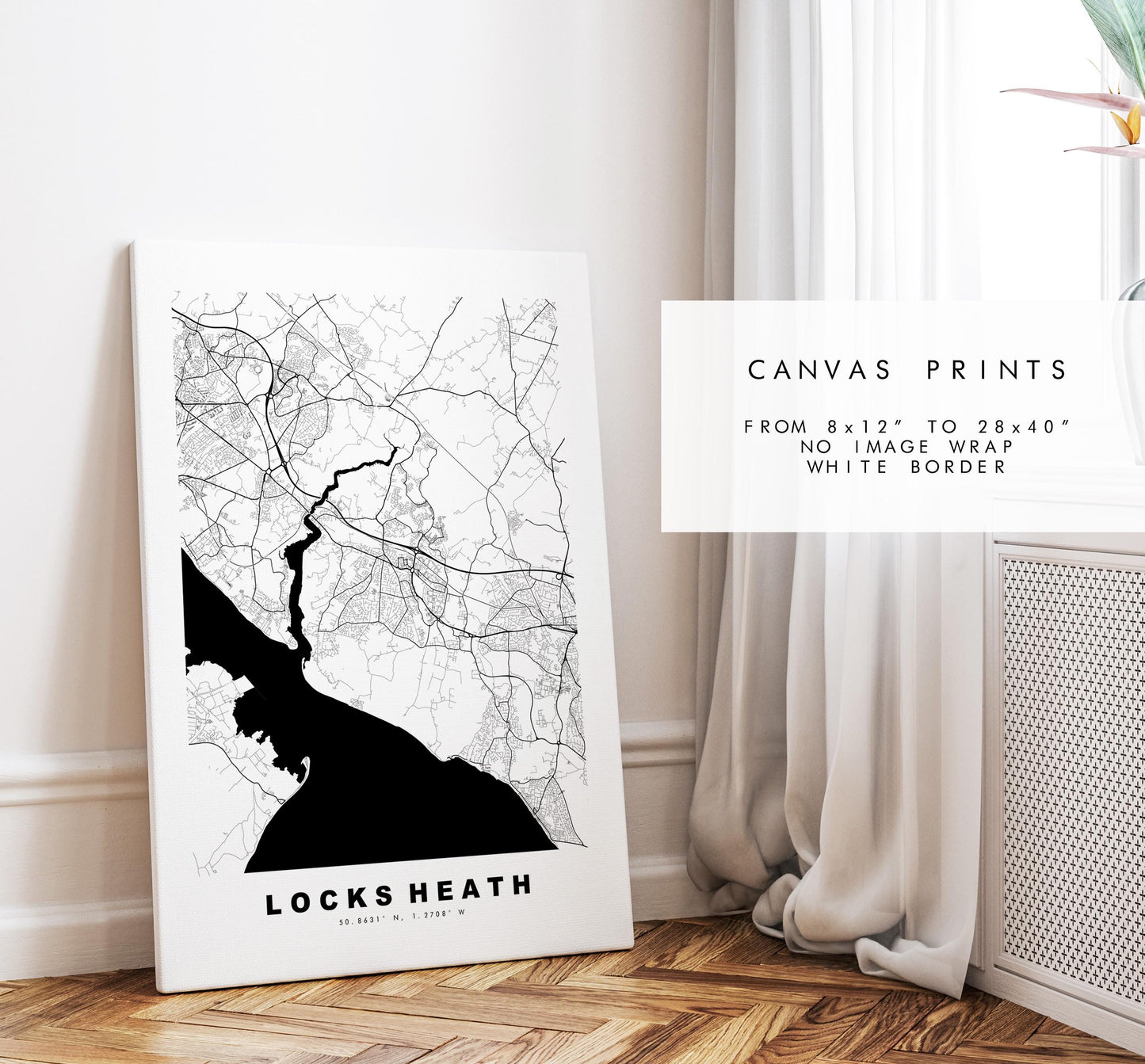 Locks Heath Map Print - Minimalist City Map Poster - Map Art - UK - Locks Heath Print - Locks Heath, Hampshire - Different Colours Available