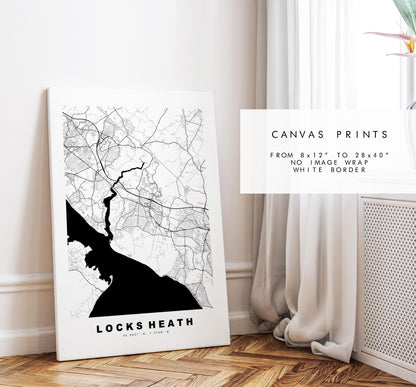 Locks Heath Map Print - Minimalist City Map Poster - Map Art - UK - Locks Heath Print - Locks Heath, Hampshire - Different Colours Available