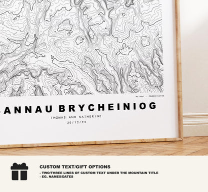 Bannau Brycheiniog Print - Contour Map -  Bannau Brycheiniog Map - Topographic Map - Print - Poster - Wall Art - Brecon Beacons - Wales