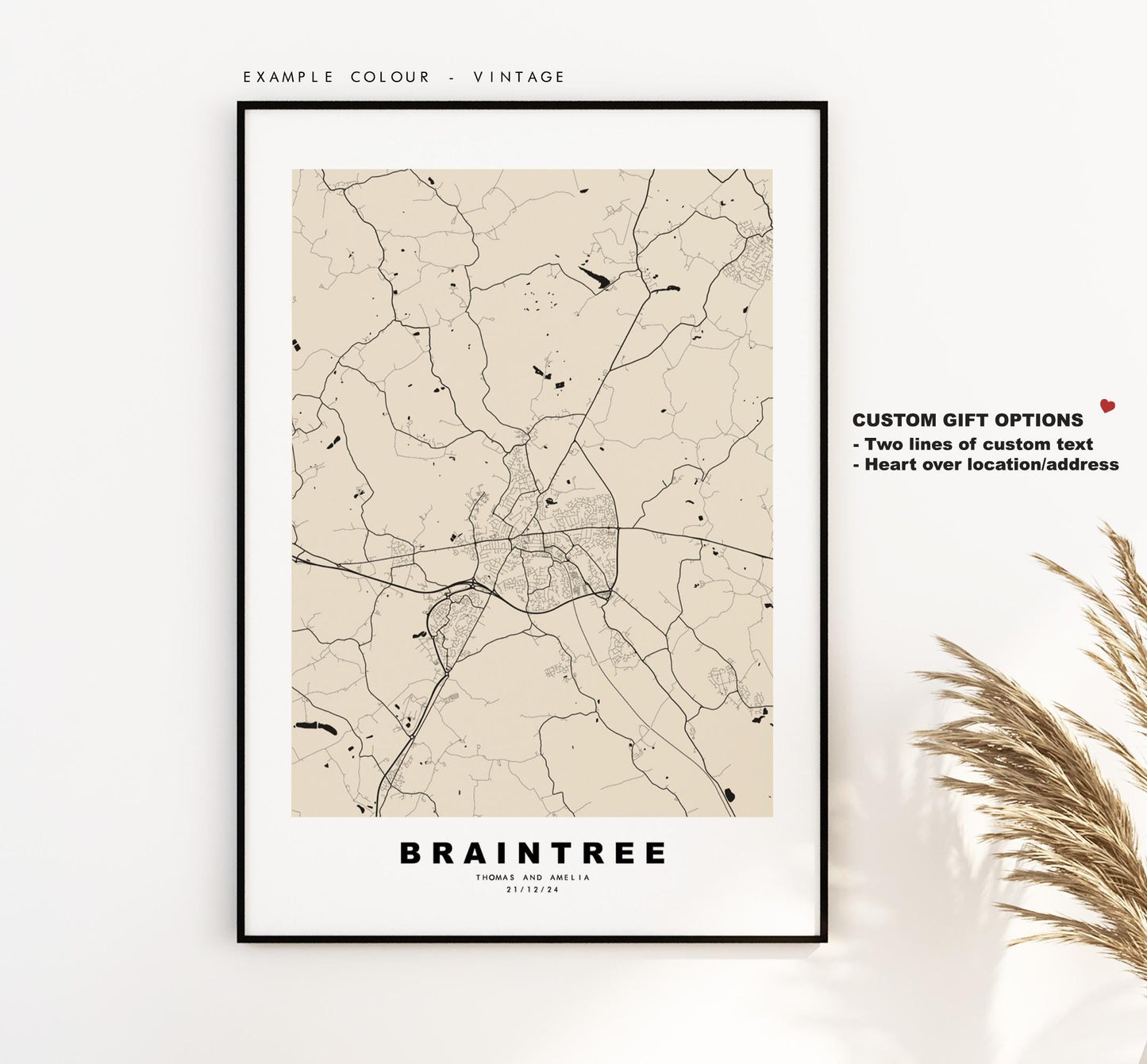 Braintree Map Print - Minimalist City Map Poster - Map Art - UK - Braintree Print - Braintree, Essex - Different Colours Available