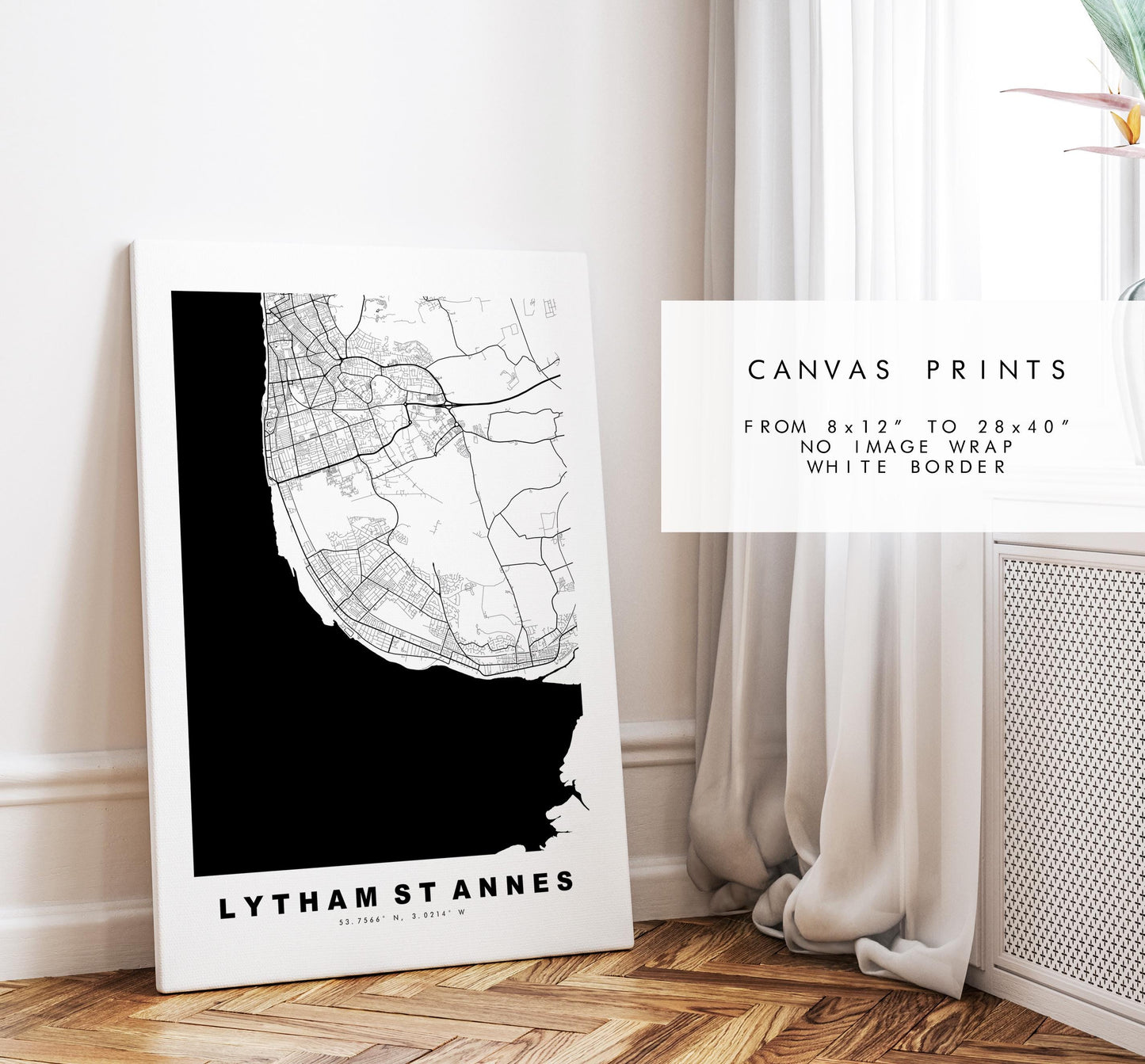 Lytham St Annes Map Print - Minimalist City Map Poster - Map Art - UK - Lytham St Annes Print - Lancashire - Different Colours Available