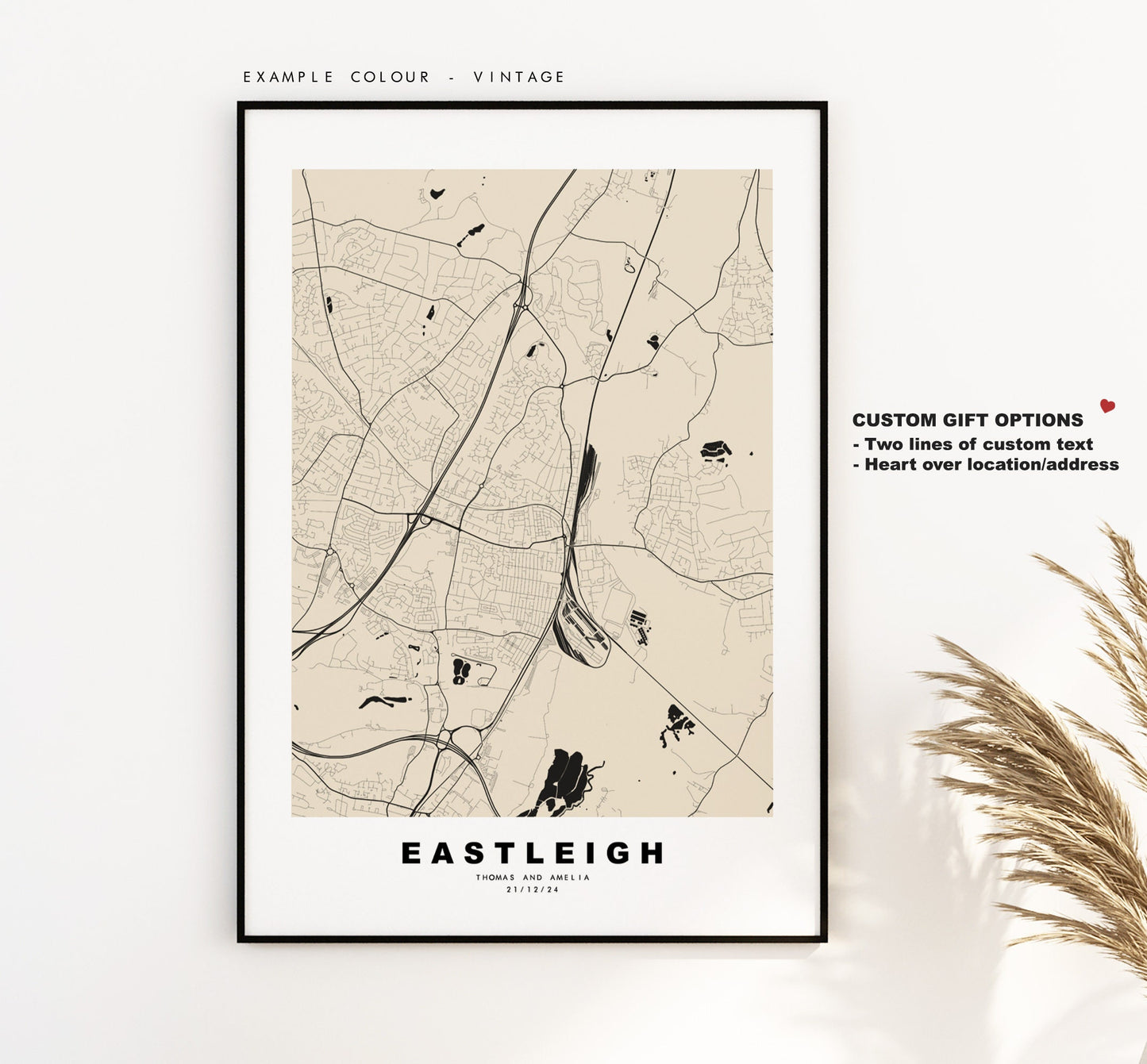 Eastleigh Map Print - Minimalist City Map Poster - Map Art - UK - Eastleigh Print - Eastleigh Poster - Different Colours Available