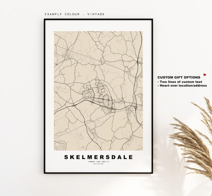 Skelmersdale Map Print - Minimalist City Map Poster - Map Art - UK - Skelmersdale Print - Lancashire - Different Colours Available