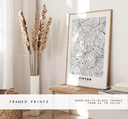 Tipton Map Print - Minimalist City Map Poster - Map Art - UK - Tipton Print - Tipton, West Midlands - Different Colours Available