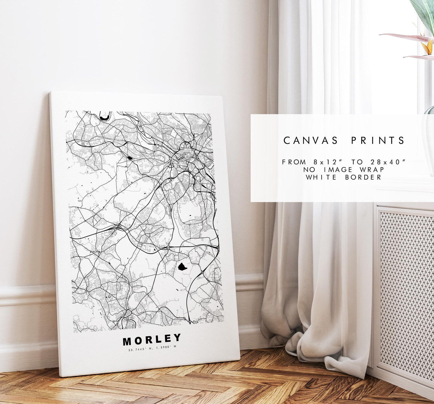 Morley Map Print - Minimalist City Map Poster - Map Art - UK - Morley Print - Morley, West Yorkshire - Different Colours Available