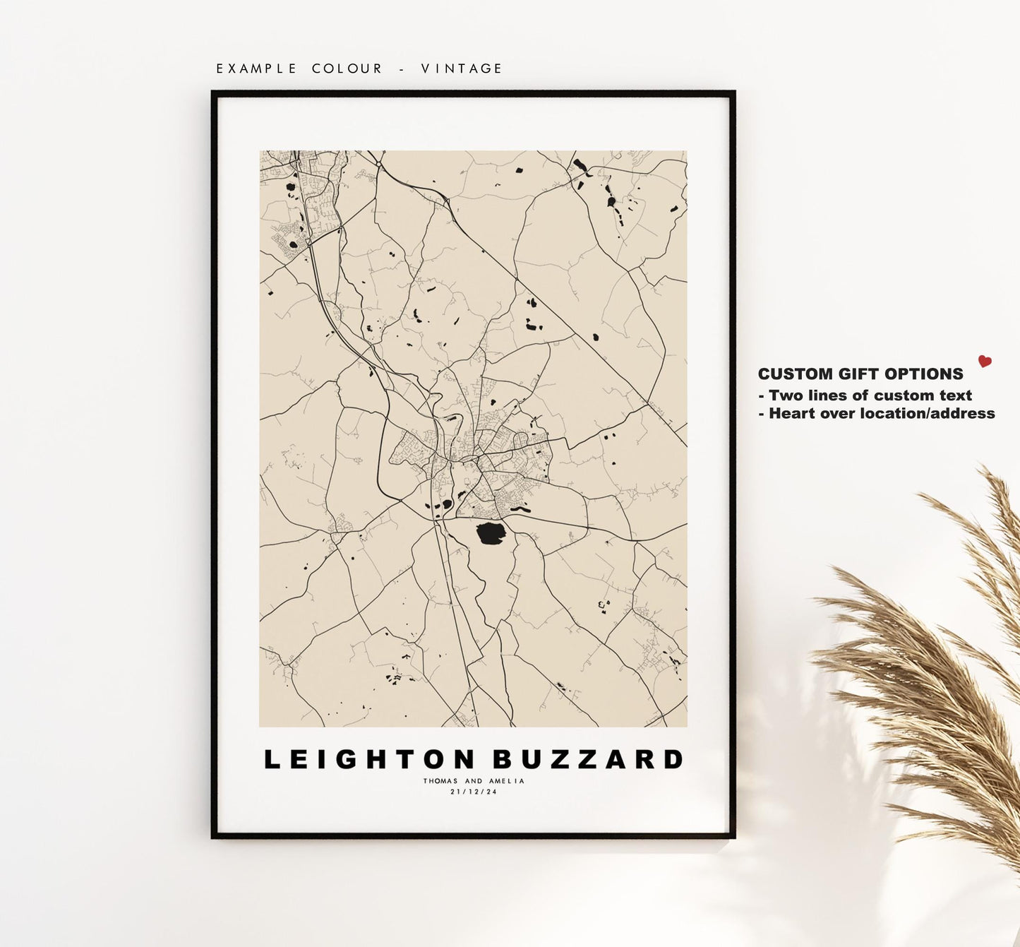 Leighton Buzzard Map Print - Minimalist City Map Poster - Map Art - UK - Leighton Buzzard Print - Bedfordshire- Different Colours Available