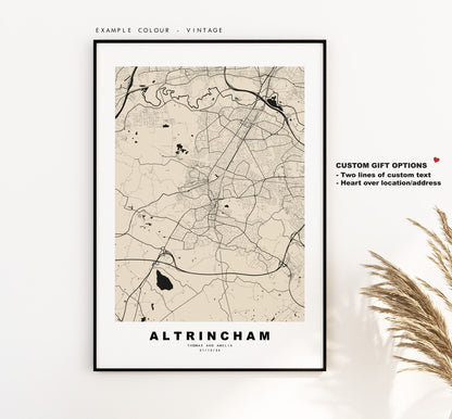 Altrincham Map Print - Minimalist City Map Poster - Map Art - UK - Altrincham Print - Altrincham Poster - Different Colours Available