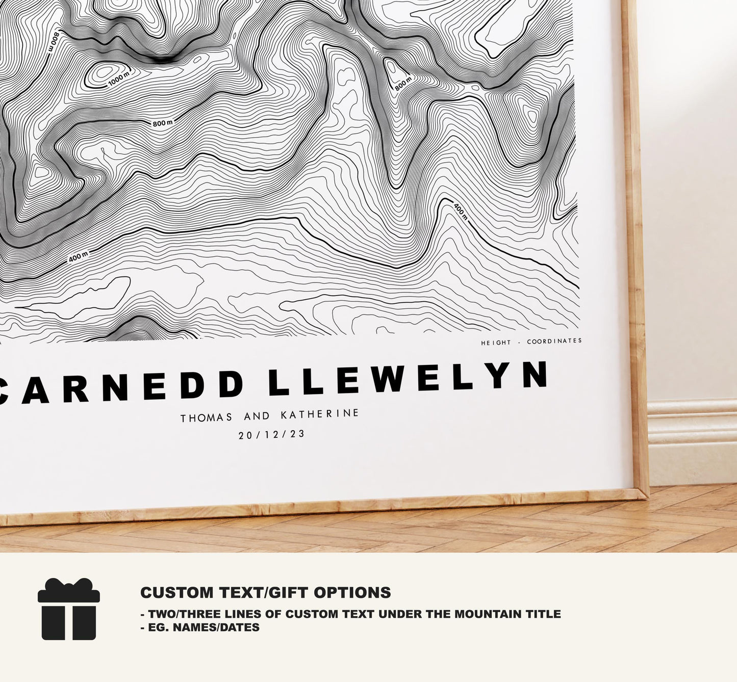 Carnedd Llewelyn Print - Contour Map - Snowdonia - Wales - Topographic Map - Print - Poster - Wall Art - Carnedd Llywelyn - Carneddau