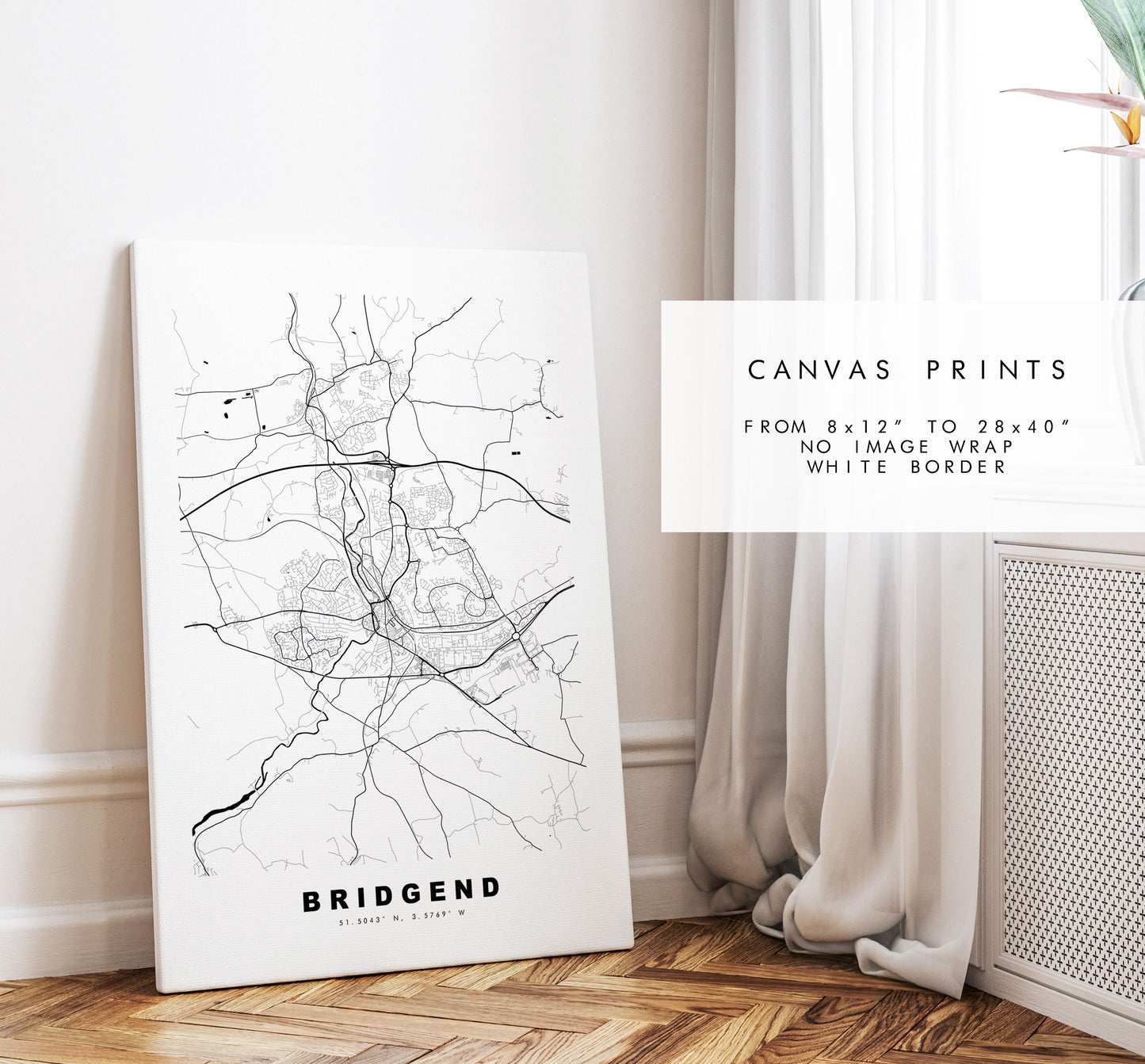Bridgend Map Print - Minimalist City Map Poster - Map Art - Wales - UK - Bridgend Print - Bridgend Poster - Different Colours Available