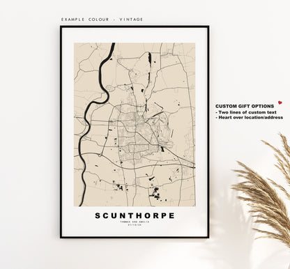Scunthorpe Map Print - Minimalist City Map Poster - Map Art - UK - Scunthorpe Print - Scunthorpe Poster - Different Colours Available