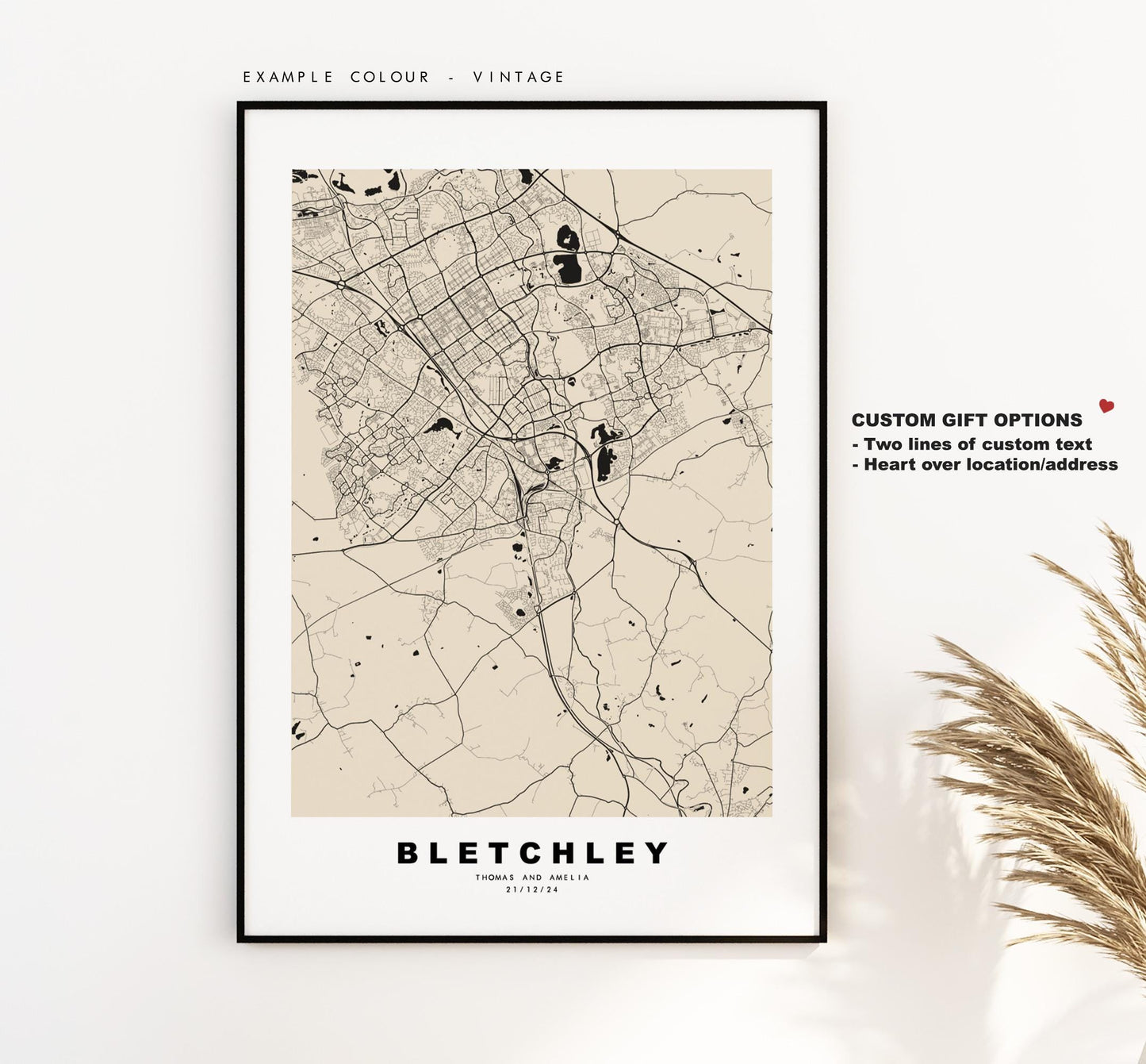 Bletchley Map Print - Minimalist City Map Poster - Map Art - UK - Bletchley Print - Bletchley, Buckinghamshire - Different Colours Available