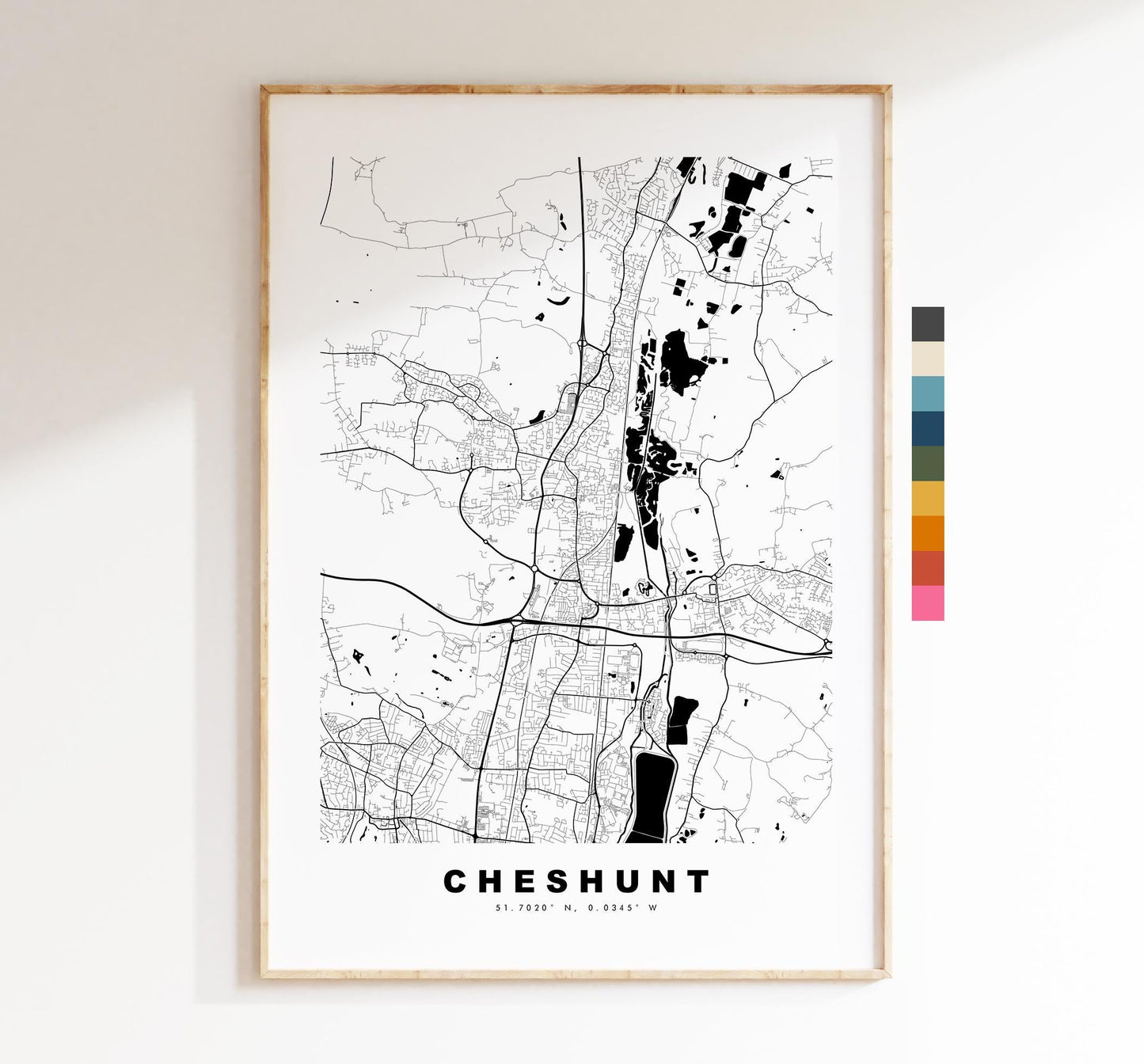 Cheshunt Map Print - Minimalist City Map Poster - Map Art - UK - Cheshunt Print - Cheshunt, Hertfordshire - Different Colours Available