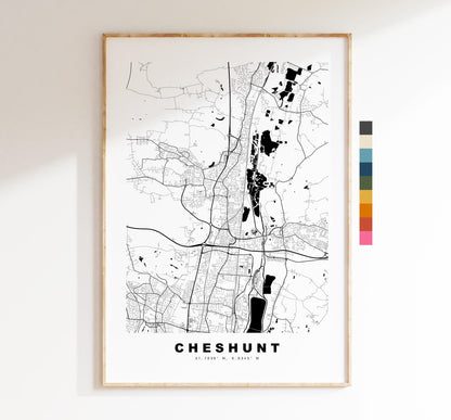 Cheshunt Map Print - Minimalist City Map Poster - Map Art - UK - Cheshunt Print - Cheshunt, Hertfordshire - Different Colours Available