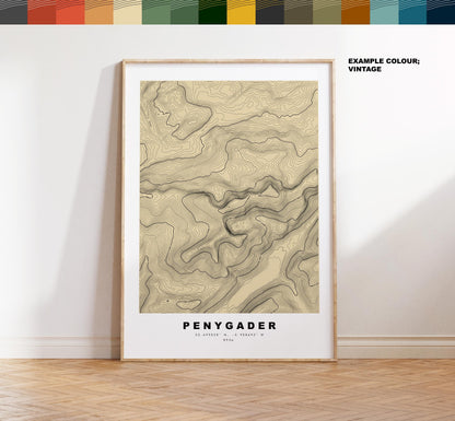 Penygader Print - Contour Map - Snowdonia - Wales - Topographic Map - Print - Poster - Wall Art - Penygader Poster - Cadair Idris