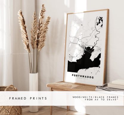 Porthmadog Map Print - Minimalist City Map Poster - Map Art - Wales - UK - Porthmadog Print - Porthmadog Poster - Different Colours Available