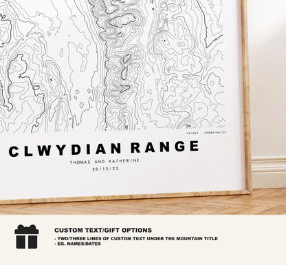 Clwydian Range Map Print - Contour Map - Topographic Map - Clwyds - Clwydian Hills - Bryniau Clwyd - Moel Famau - Wales