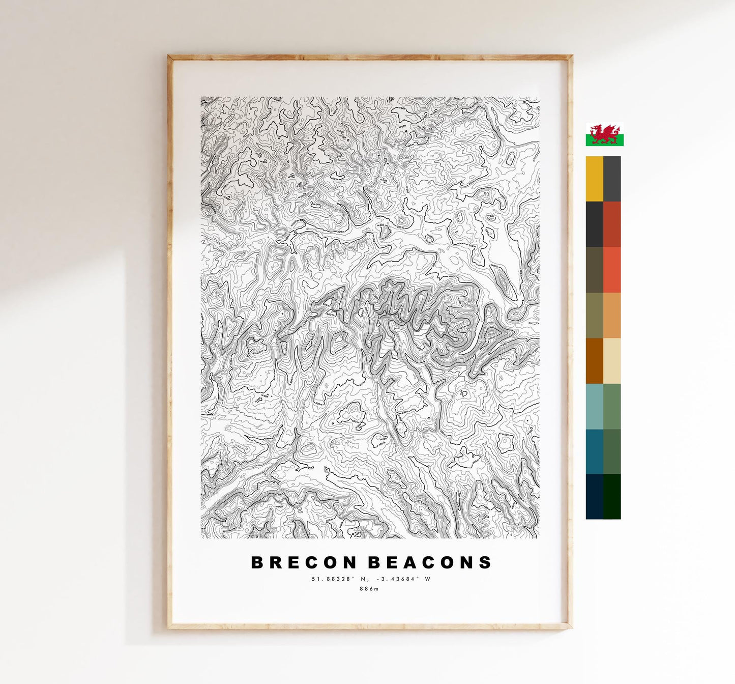 Brecon Beacons Print - Contour Map -  Bannau Brycheiniog Map - Topographic Map - Print - Poster - Wall Art - Brecon Beacons - Wales