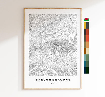 Brecon Beacons Print - Contour Map -  Bannau Brycheiniog Map - Topographic Map - Print - Poster - Wall Art - Brecon Beacons - Wales