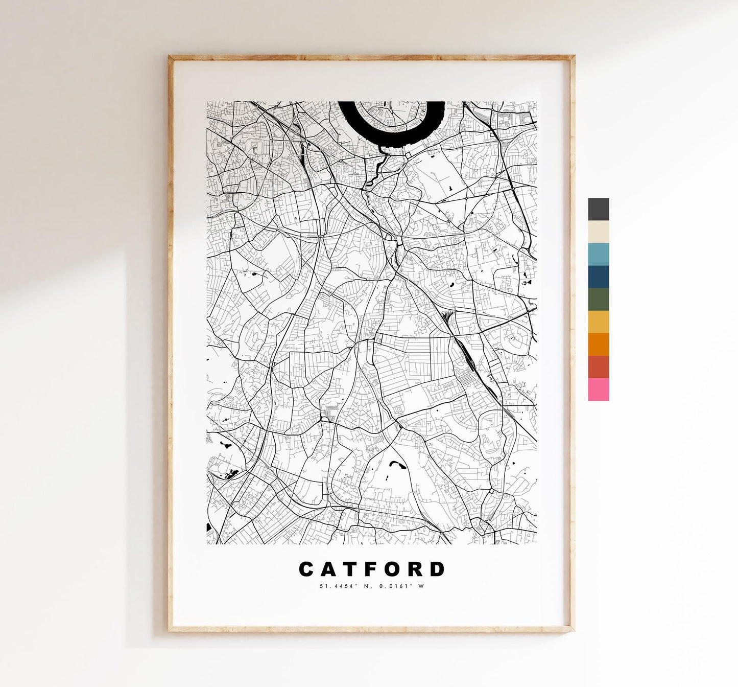 Catford Map Print - Minimalist City Map Poster - Map Art - UK - Catford Print - Catford, London - Different Colours Available