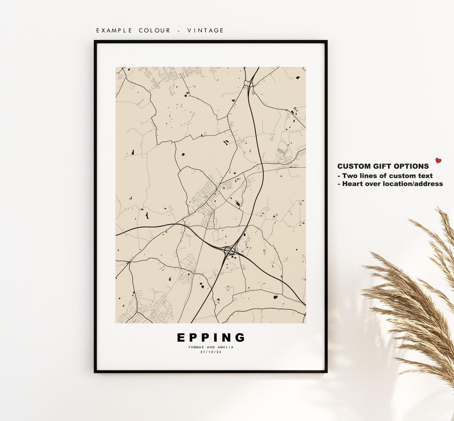 Epping Map Print - Minimalist City Map Poster - Map Art - UK - Epping Print - Epping, Essex - Different Colours Available