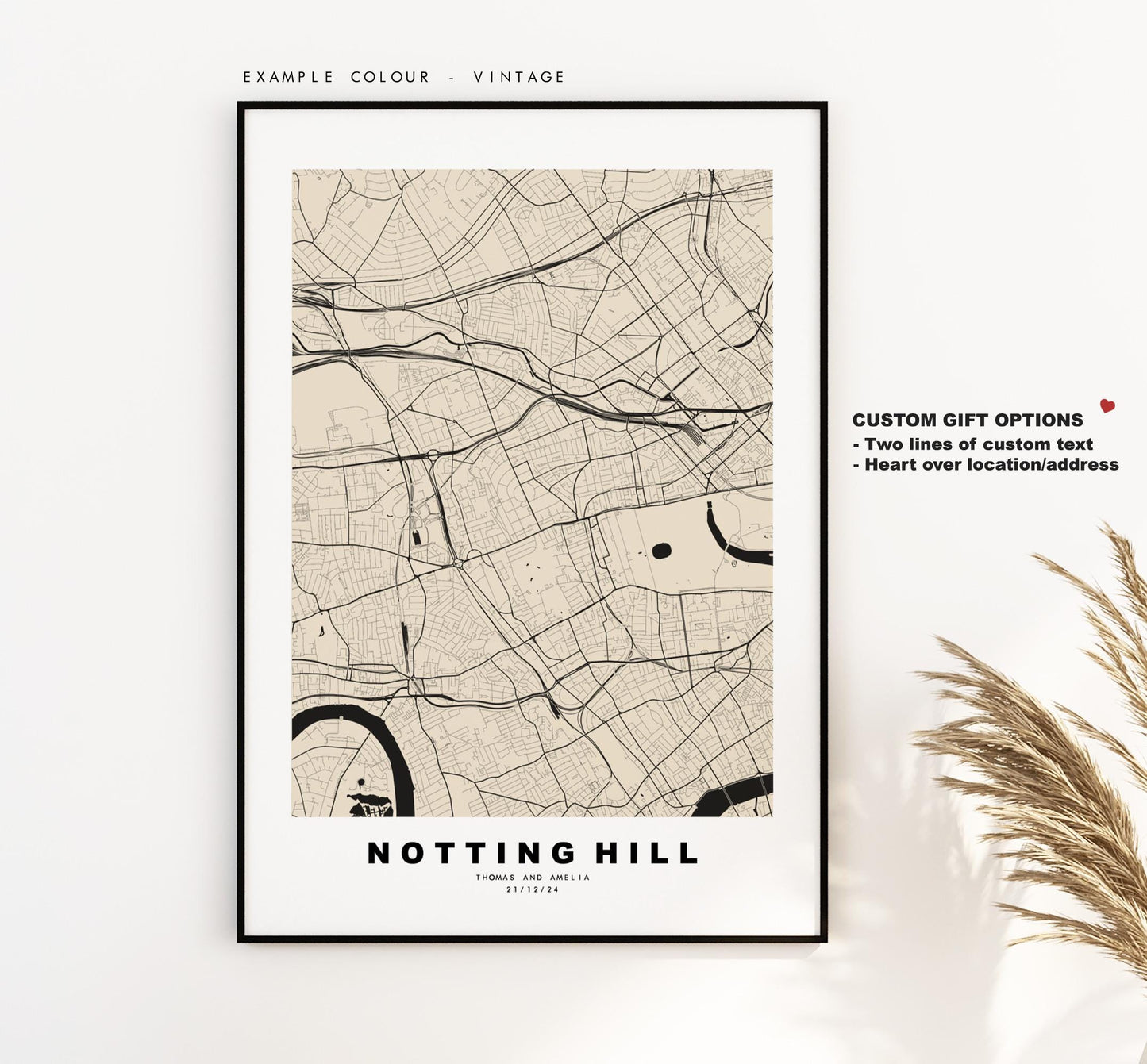 Notting Hill Map Print - Minimalist City Map Poster - Map Art - UK - Notting Hill Print - Notting Hill, London - Different Colours Available