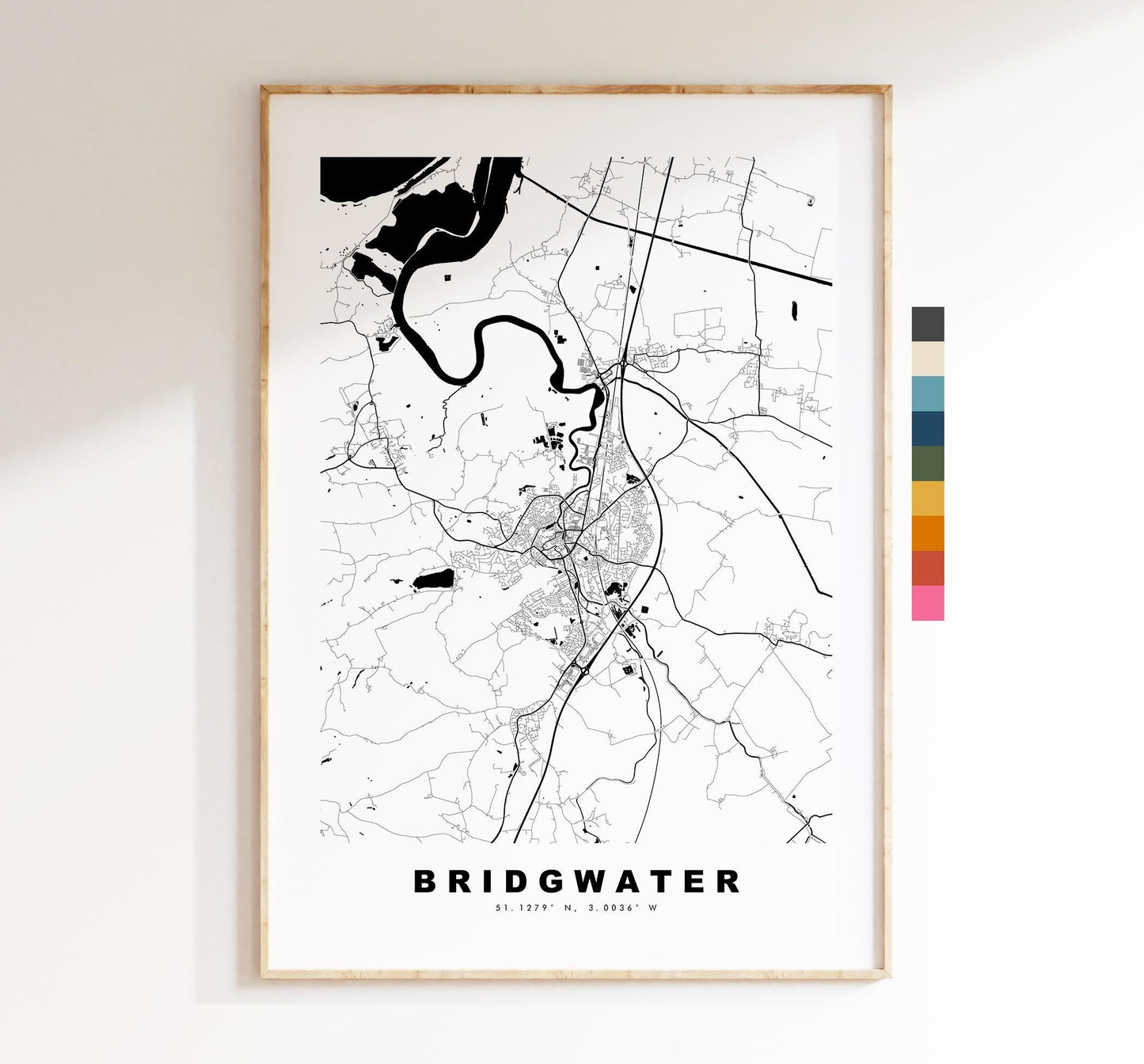 Bridgwater Map Print - Minimalist City Map Poster - Map Art - UK - Bridgwater Print - Bridgwater, Somerset - Different Colours Available